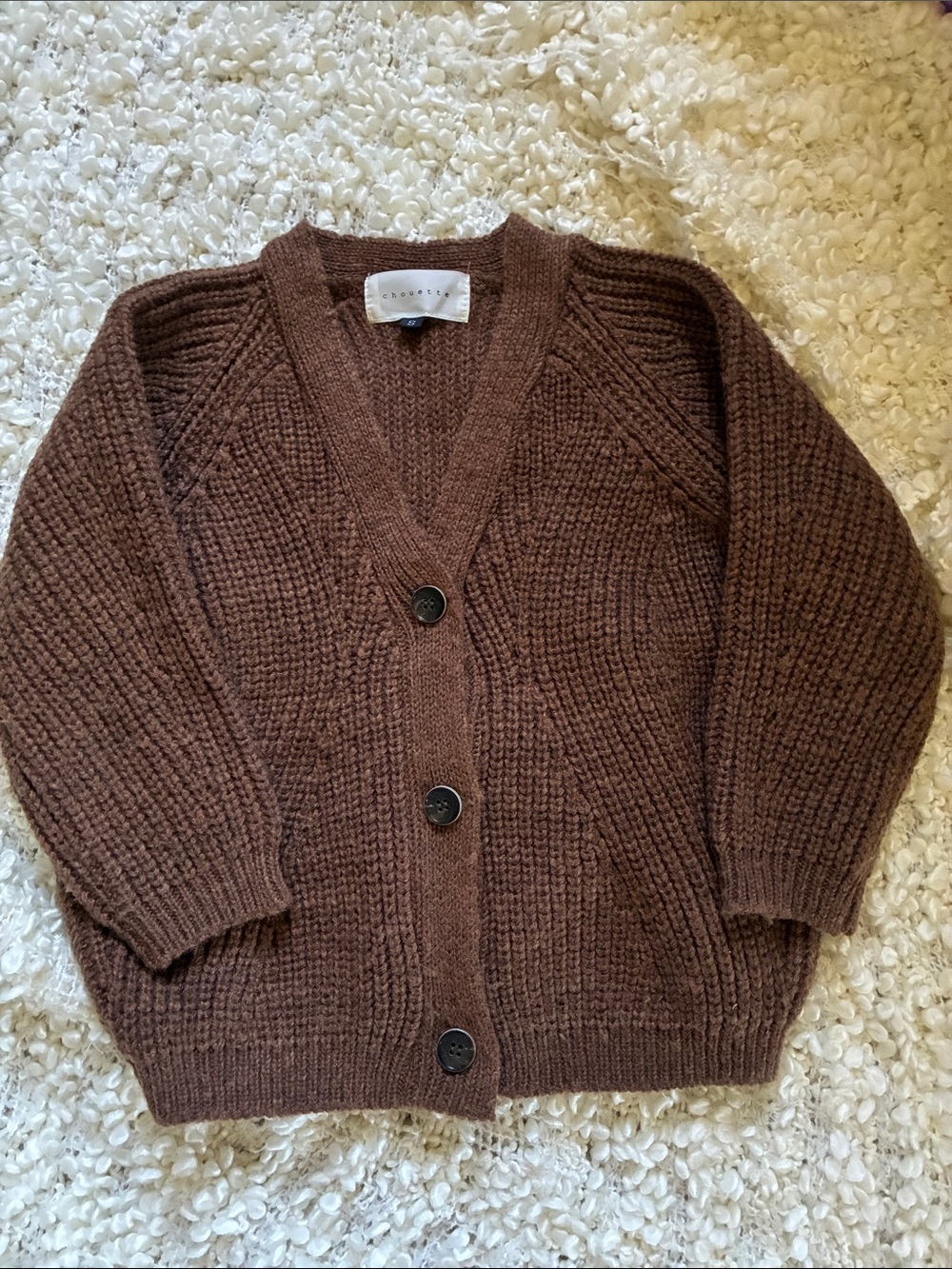 Chunky Brown Kids Cardigan Sweater - 3T